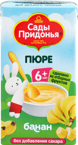Пюре САДЫ ПРИДОНЬЯ Банановое, с 6 месяцев, 125г, фото
