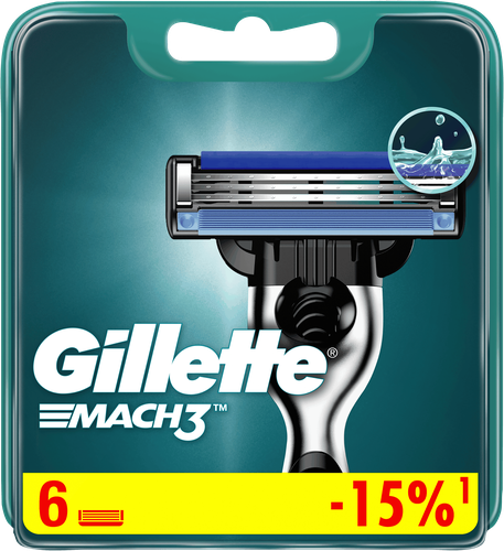 Кассеты сменные для бритья GILLETTE Mach3, 6шт, фотография