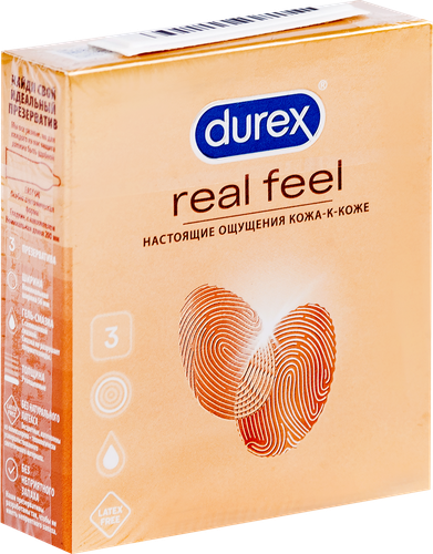 Презервативы DUREX Realfeel, 3шт, крупный план