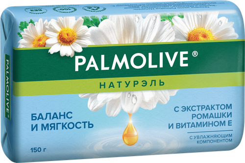 Мыло туалетное PALMOLIVE Натурэль Баланс и мягкость с экстрактом ромашки и витамином Е, 150г, изображение