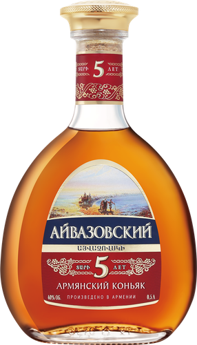 Коньяк АЙВАЗОВСКИЙ Армянский 5 лет ординарный 40%, с 2-мя бокалами, п/у, 0.5л