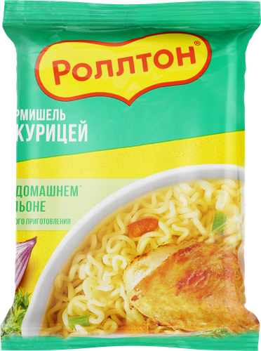 Вермишель РОЛЛТОН На домашнем бульоне с курицей, 60г, вид