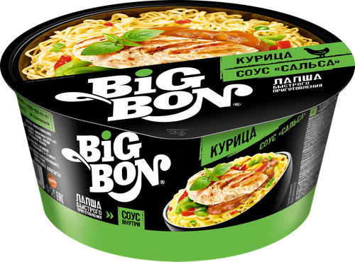 Лапша BIGBON со вкусом курицы и соусом Сальса, 85г, картинка