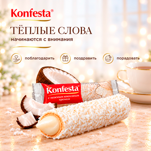 Конфеты KONFESTA Глазированные с кокосовой начинкой, весовые, картинка