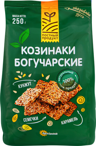 Козинаки БОГУЧАРСКИЕ Классические на основе семян подсолнечника и кунжута, 250г, детальное фото