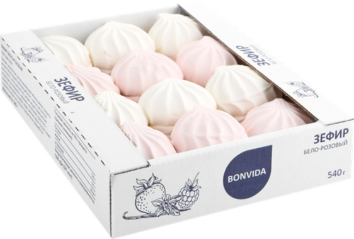 Зефир BONVIDA бело-розовый, 540г, крупный план