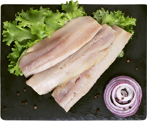 Сельдь Атлантическая малосоленая в солевой заливке, филе ЛЕНТА FRESH, весовая, картинка
