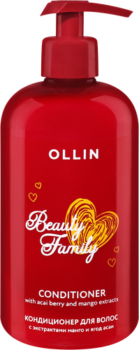Кондиционер для волос OLLIN Beauty family с экстрактами манго и ягод асаи, 500мл, крупный план