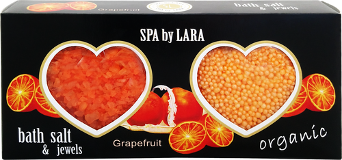 Набор подарочный женский SPA BY LARA Грейпфрут: Соль для ванн, 160г + Жемчужины увлажняющие для ванн, 100г, детальное фото