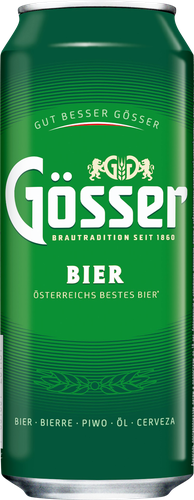 Пиво светлое GOSSER пастеризованное 4,7%, 0.43л, вид
