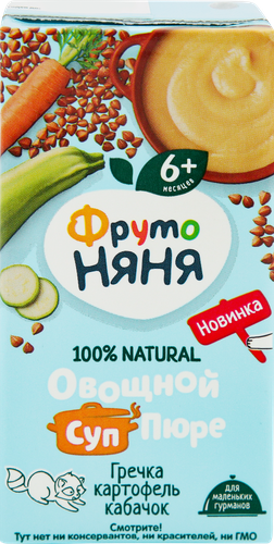 Суп-пюре овощной ФРУТОНЯНЯ с гречкой , с 6 месяцев, 200мл, вид