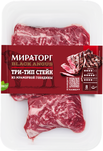 Стейк из говядины МИРАТОРГ Black Angus Три-тип, 390г, картинка