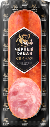 Колбаса варено-копченая ЧЕРНЫЙ КАБАН Свиная со срезом, 290г, детальное фото