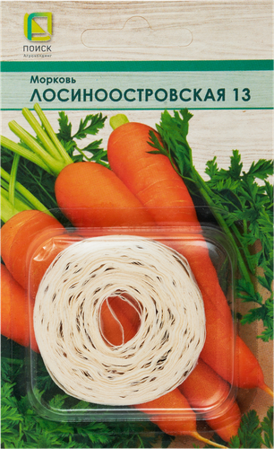 Семена Поиск Морковь Лосиноостровская 13 на ленте, 8м, изображение