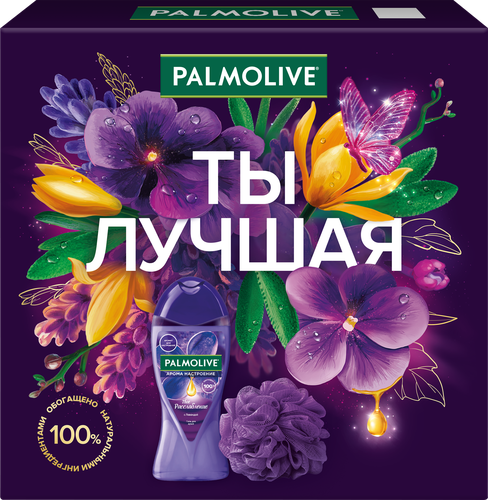 Набор подарочный PALMOLIVE Твое Расслабление, Гель для душа, 250мл + Мочалка, фото
