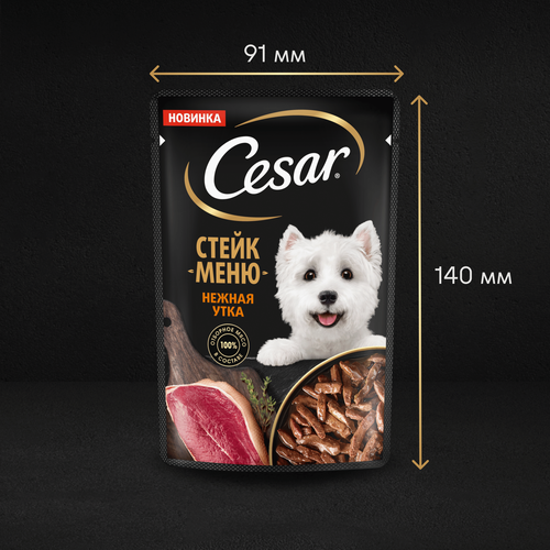 Корм влажный для собак CESAR Стейк Нежная утка, 80г, вид