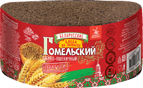 Хлеб ржано-пшеничный ХЛЕБНОЕ МЕСТЕЧКО Гомельский на закваске, заварной, 200г, крупный план