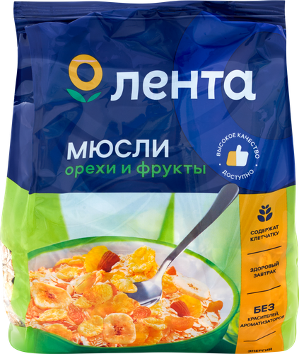 Мюсли фруктово-ореховые ЛЕНТА, 400г, детальное фото