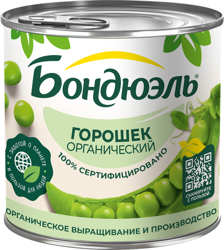 Горошек зеленый БОНДЮЭЛЬ Органик, 400г, картинка