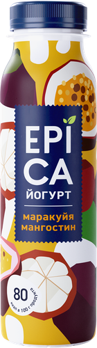 Йогурт питьевой EPICA с маракуйей и мангостином 2,5%, без змж, 260г, картинка