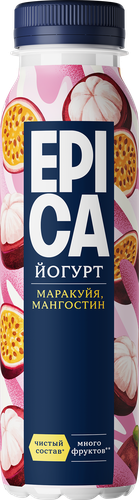 Йогурт питьевой EPICA с маракуйей и мангостином 2,5%, без змж, 260г, изображение