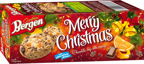 Печенье BERGEN Original cookies с кусочками шоколада и цедрой апельсина, 135г, фото