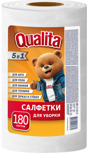 Салфетки QUALITA в рулоне, вискозные Арт. 12184, 180шт, изображение