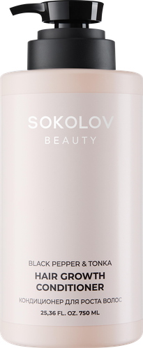 Кондиционер для роста волос, SOKOLOV Black Pepper&Tonka, 750мл, крупный план