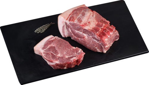 Шея свиная на кости, на шкуре, весовая, крупный план