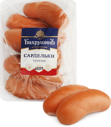 Сардельки БАХРУШИНЪ Телячьи, категория В, весовые, изображение