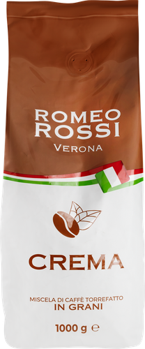 Кофе зерновой ROMEO ROSSI Crema натуральный жареный, 1кг, крупный план
