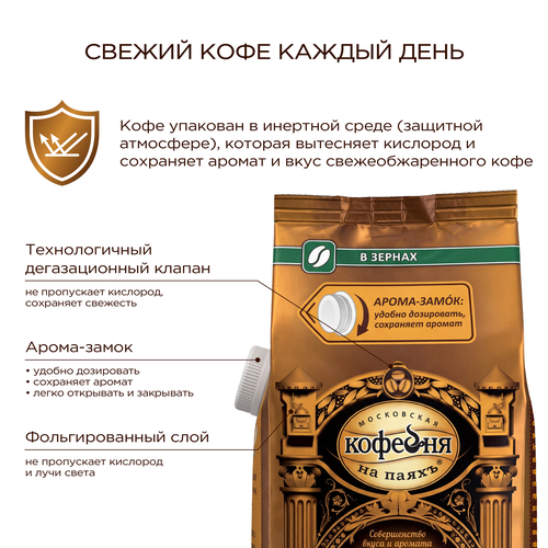 Кофе зерновой МОСКОВСКАЯ КОФЕЙНЯ НА ПАЯХЪ Арабика натуральный жареный, 1кг, изображение