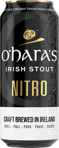 Пиво темное O'HARA'S Irish Stout Nitro фильтрованное пастеризованное 4,3%, 0.44л, крупный план