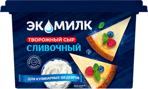 Сыр творожный ЭКОМИЛК 60%, без змж, 400г, вид