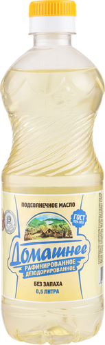Масло подсолнечное ДОМАШНЕЕ рафинированное дезодорированное, высший сорт, 500мл, картинка