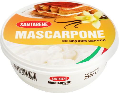 Сыр SANTABENE Маскарпоне со вкусом ванили 80%, без змж, 250г, вид