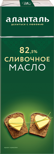 Масло сливочное АЛАНТАЛЬ Традиционное 82,5%, без змж, 380г, крупный план