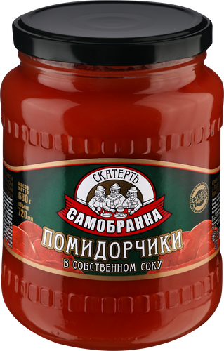 Томаты в томатном соке СКАТЕРТЬ-САМОБРАНКА неочищенные, 680г, детальное фото