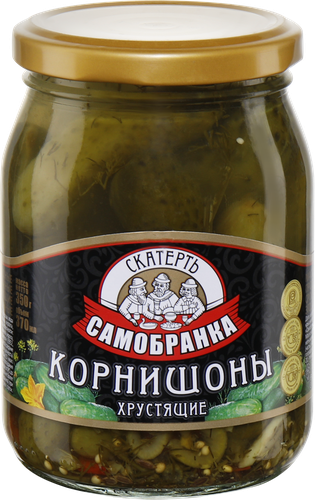 Корнишоны маринованные СКАТЕРТЬ-САМОБРАНКА Хрустящие, 350г, картинка