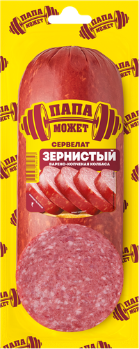 Колбаса варено-копченая ПАПА МОЖЕТ Сервелат Зернистый, 350г, изображение