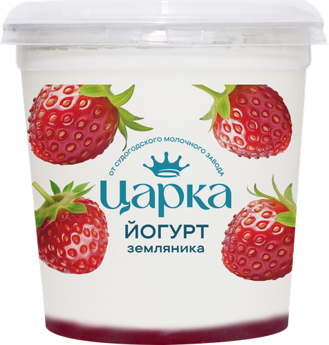Йогурт ЦАРКА Земляника 3,5%, без змж, 400г, крупный план