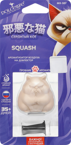 Ароматизатор автомобильный DOLCE LIFE Сердитый кот Squash, моноаромат, на дефлектор, Арт. MX-507, фотография