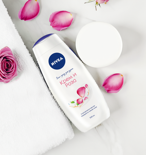 Гель для душа NIVEA Крем и роза, 500мл, крупный план