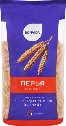 Макароны BONVIDA Перья рифленые, 900г, крупный план