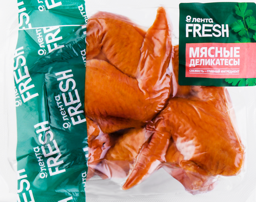 Крыло куриное копчено-вареное ЛЕНТА FRESH, весовое, крупный план