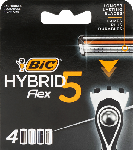 Картриджи для бритвы BIC Flex 5 Hybrid, 4шт, крупный план