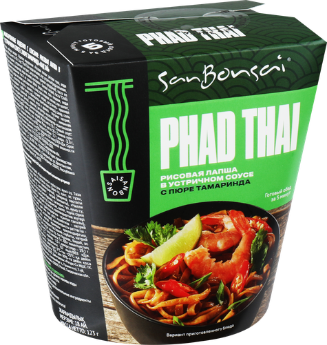 Лапша SANBONSAI Phad Thai в устричном соусе с пюре тамаринда, 123г, детальное фото