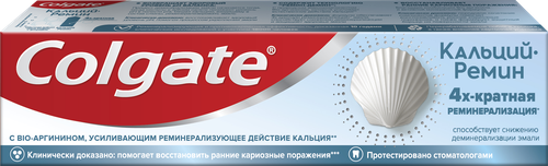 Зубная паста COLGATE Кальций-Ремин с природным био-аргинином для восстановления и защиты здоровья эмали зубов путем 4-х их кратной реминерализации, 100мл, изображение