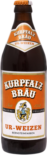 Пиво светлое KURPFALZ Brau Ur-Weizen нефильтрованное пастеризованное 5%, 0.5л, крупный план