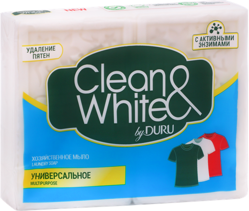 Мыло хозяйственное CLEAN&WHITE by DURU универсальное, 2x120г, картинка